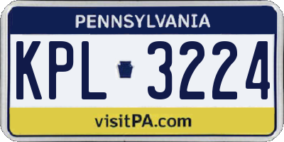 PA license plate KPL3224