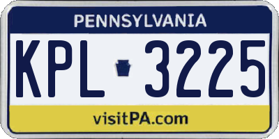 PA license plate KPL3225