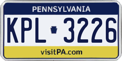 PA license plate KPL3226