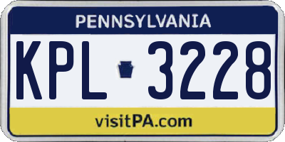 PA license plate KPL3228