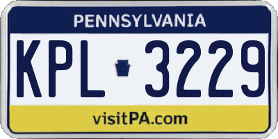 PA license plate KPL3229