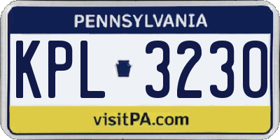 PA license plate KPL3230