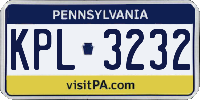 PA license plate KPL3232
