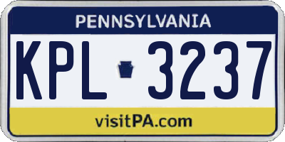 PA license plate KPL3237