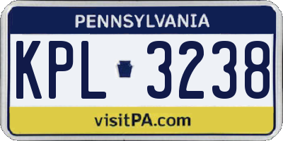 PA license plate KPL3238