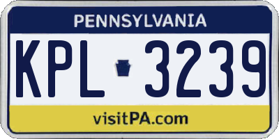 PA license plate KPL3239