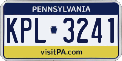 PA license plate KPL3241