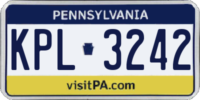 PA license plate KPL3242