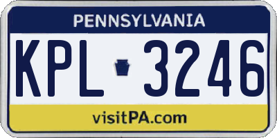 PA license plate KPL3246