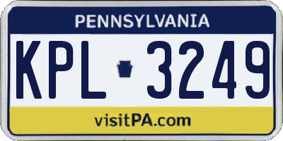 PA license plate KPL3249