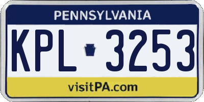 PA license plate KPL3253
