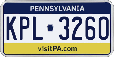 PA license plate KPL3260