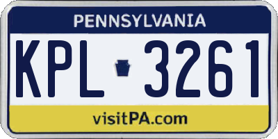PA license plate KPL3261