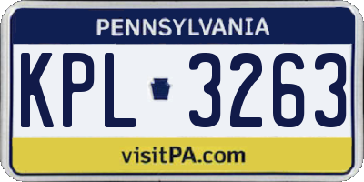 PA license plate KPL3263