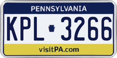 PA license plate KPL3266