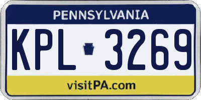 PA license plate KPL3269
