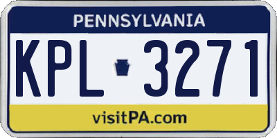 PA license plate KPL3271