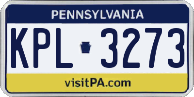 PA license plate KPL3273