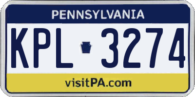 PA license plate KPL3274