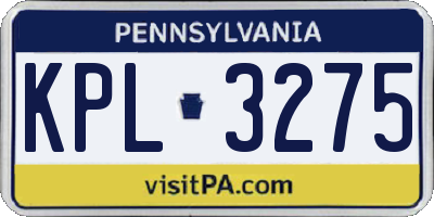 PA license plate KPL3275