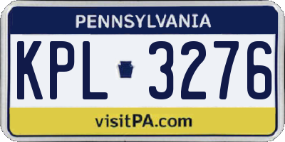 PA license plate KPL3276