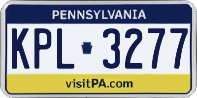 PA license plate KPL3277