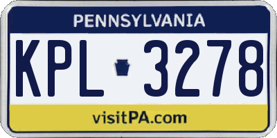 PA license plate KPL3278