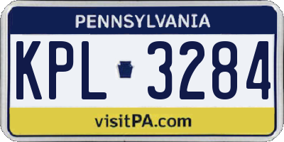 PA license plate KPL3284
