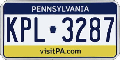 PA license plate KPL3287