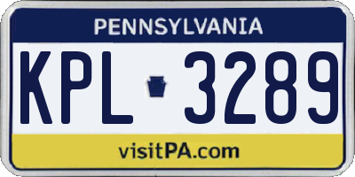 PA license plate KPL3289