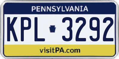 PA license plate KPL3292
