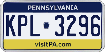 PA license plate KPL3296