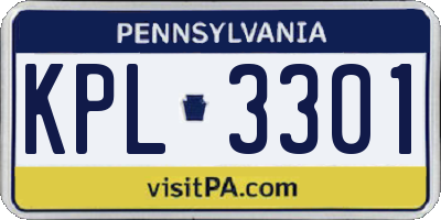 PA license plate KPL3301