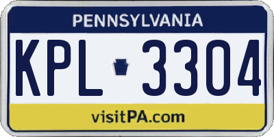 PA license plate KPL3304