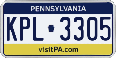 PA license plate KPL3305