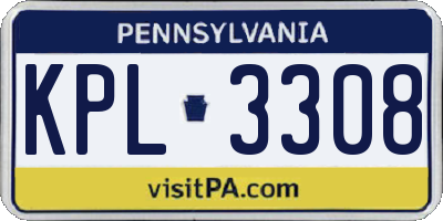 PA license plate KPL3308
