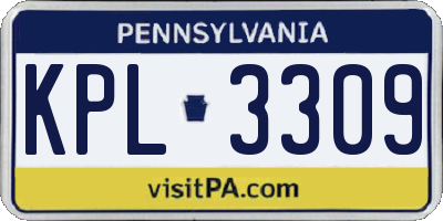 PA license plate KPL3309