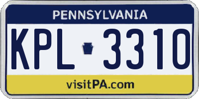 PA license plate KPL3310