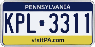 PA license plate KPL3311