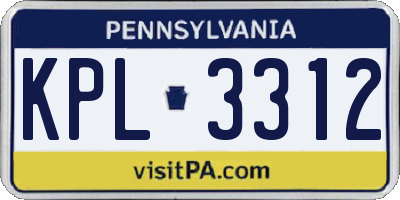 PA license plate KPL3312