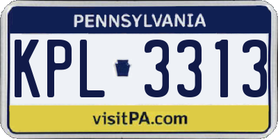 PA license plate KPL3313