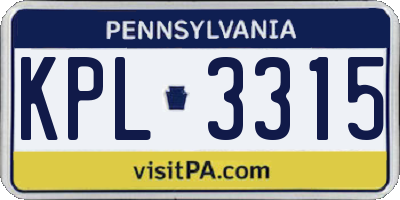 PA license plate KPL3315