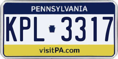 PA license plate KPL3317