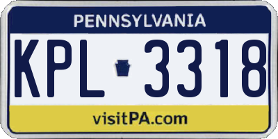 PA license plate KPL3318
