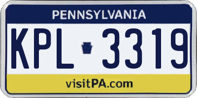 PA license plate KPL3319