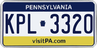 PA license plate KPL3320