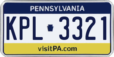 PA license plate KPL3321