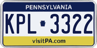 PA license plate KPL3322