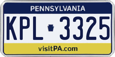 PA license plate KPL3325