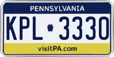 PA license plate KPL3330